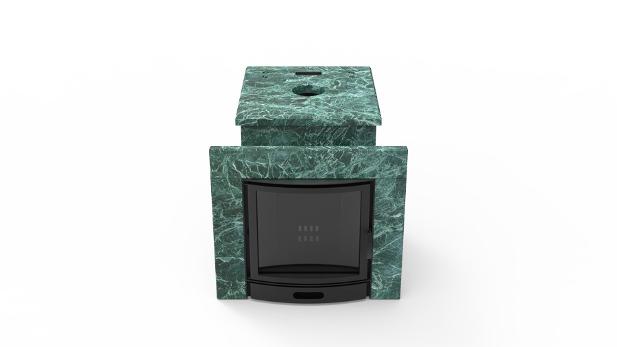 Печь в облицовке из натурального камня Genesis GN 500 облицовка закрытая плоская пироксенит-элит фото в Екатеринбурге