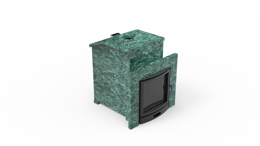 Печь в облицовке из натурального камня Genesis GN 500 облицовка закрытая со скосом талькохлорит-шлифовка фото в Екатеринбурге