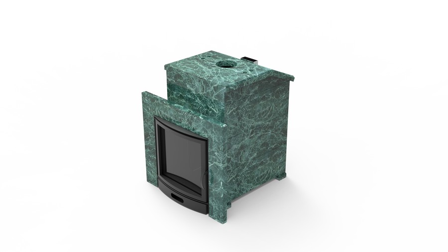 Печь в облицовке из натурального камня Genesis GN 500 облицовка закрытая со скосом талькохлорит-шлифовка фото в Екатеринбурге