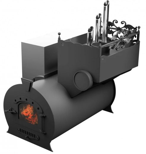 Печь Горыныч 3, каменка закрытая с парогенератором с правой стороны, малая дверь со стеклом фото в Екатеринбурге