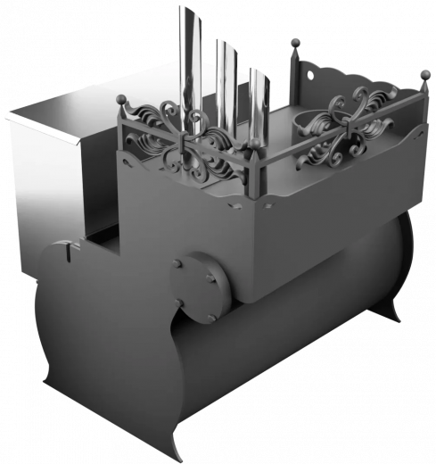 Печь Горыныч 3, каменка закрытая с парогенератором с левой стороны, малая дверь со стеклом фото в Екатеринбурге