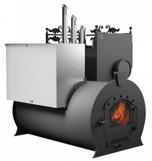 Печь Горыныч 3, каменка закрытая с парогенератором с правой стороны, малая дверь со стеклом фото в Екатеринбурге