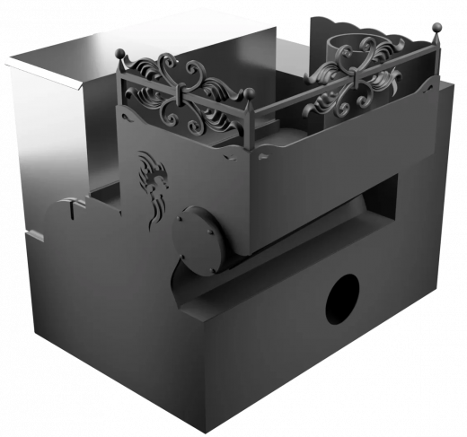 Печь Горыныч 3, каменка с левой стороны, малая дверь со стеклом, система воздушного отопления с порталом фото в Екатеринбурге