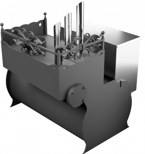 Печь Горыныч 3, каменка закрытая с парогенератором с правой стороны, малая дверь со стеклом фото в Екатеринбурге