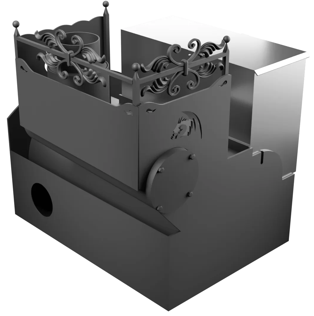 Печь Горыныч 3, каменка с правой стороны, большая дверь со стеклом, система воздушного отопления фото в Екатеринбурге Печь Горыныч 3, каменка с правой стороны, большая дверь со стеклом, система воздушного отопления фото в Екатеринбурге