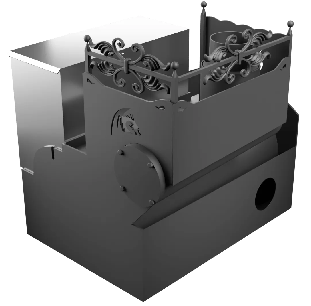 Печь Горыныч 3, каменка с левой стороны, большая дверь со стеклом, система воздушного отопления фото в Екатеринбурге Печь Горыныч 3, каменка с левой стороны, большая дверь со стеклом, система воздушного отопления фото в Екатеринбурге