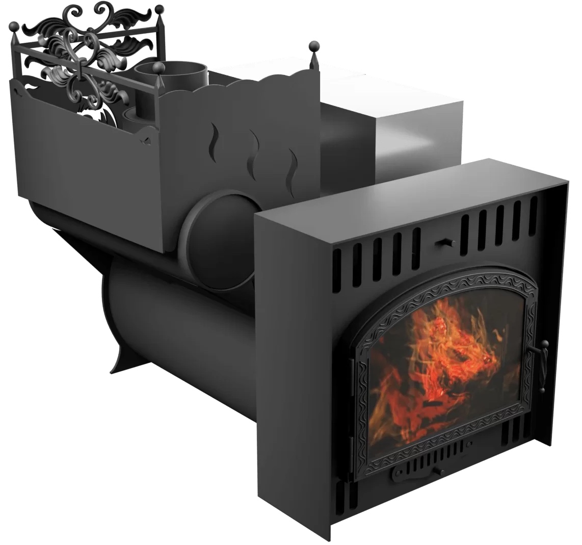 Печь Горыныч 3, каменка с левой стороны, большая дверь со стеклом, естественная система воздушного отопления фото в Екатеринбурге Печь Горыныч 3, каменка с левой стороны, большая дверь со стеклом, естественная система воздушного отопления фото в Екатеринбурге