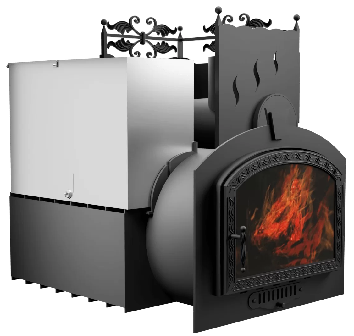 Печь Горыныч 3 с конвекцией, каменка с правой стороны, большая дверь со стеклом фото в Екатеринбурге Печь Горыныч 3 с конвекцией, каменка с правой стороны, большая дверь со стеклом фото в Екатеринбурге