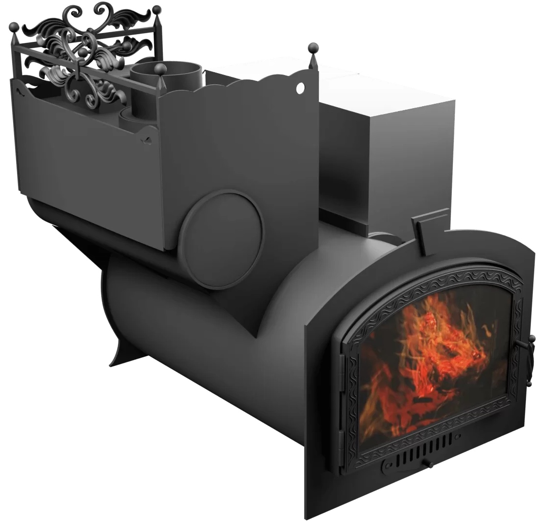 Печь Горыныч 3, каменка закрытая с левой стороны, большая дверь со стеклом фото в Екатеринбурге Печь Горыныч 3, каменка закрытая с левой стороны, большая дверь со стеклом фото в Екатеринбурге