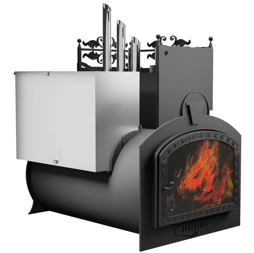Печь Горыныч 3, каменка закрытая с правой стороны, большая дверь со стеклом фото в Екатеринбурге Печь Горыныч 3, каменка закрытая с правой стороны, большая дверь со стеклом фото в Екатеринбурге