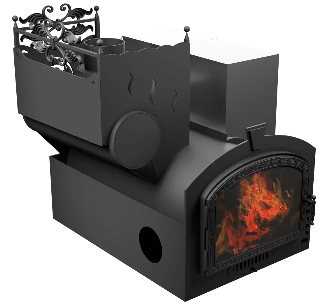 Печь Горыныч 3, каменка с левой стороны, большая дверь со стеклом, система воздушного отопления фото в Екатеринбурге Печь Горыныч 3, каменка с левой стороны, большая дверь со стеклом, система воздушного отопления фото в Екатеринбурге