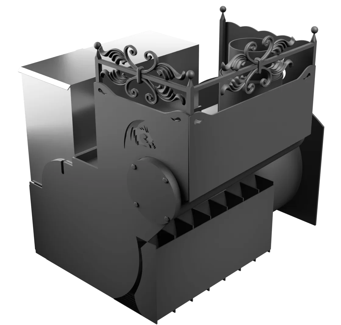 Печь Горыныч 3 с конвекцией, каменка с левой стороны, большая дверь со стеклом фото в Екатеринбурге Печь Горыныч 3 с конвекцией, каменка с левой стороны, большая дверь со стеклом фото в Екатеринбурге
