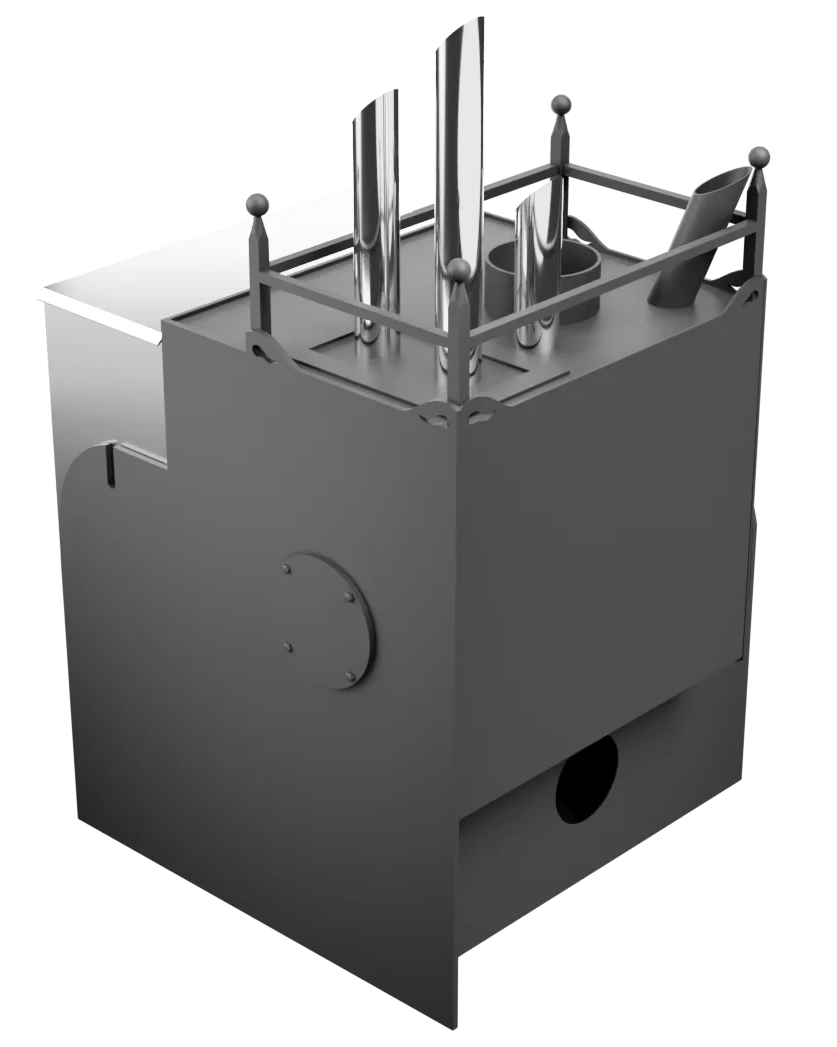 Печь Горыныч Мини, каменка закрытая с парогенератором с левой стороны, система воздушного отопления фото в Екатеринбурге Печь Горыныч Мини, каменка закрытая с парогенератором с левой стороны, система воздушного отопления фото в Екатеринбурге