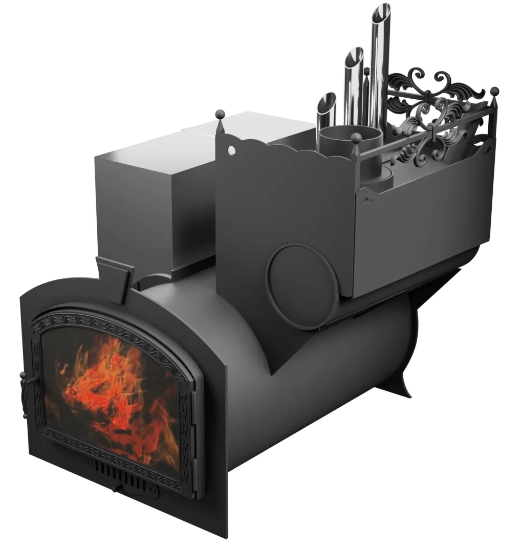 Печь Горыныч 3, каменка закрытая с парогенератором с правой стороны, большая дверь со стеклом фото в Екатеринбурге Печь Горыныч 3, каменка закрытая с парогенератором с правой стороны, большая дверь со стеклом фото в Екатеринбурге